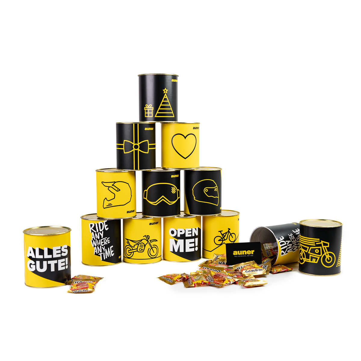 Gutscheinkarte in Dose mit Süßigkeiten NEU !